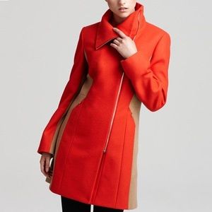 Calvin Klein color block wool coat